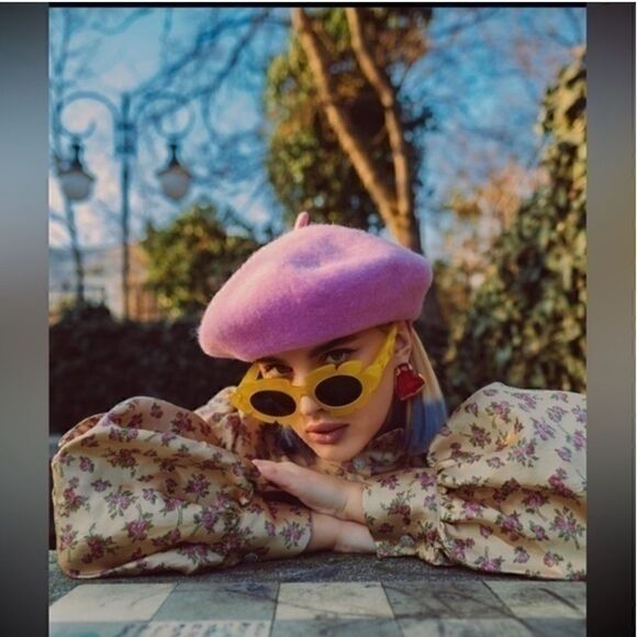 Zara Pink Wool Beret - Picture 9 of 15